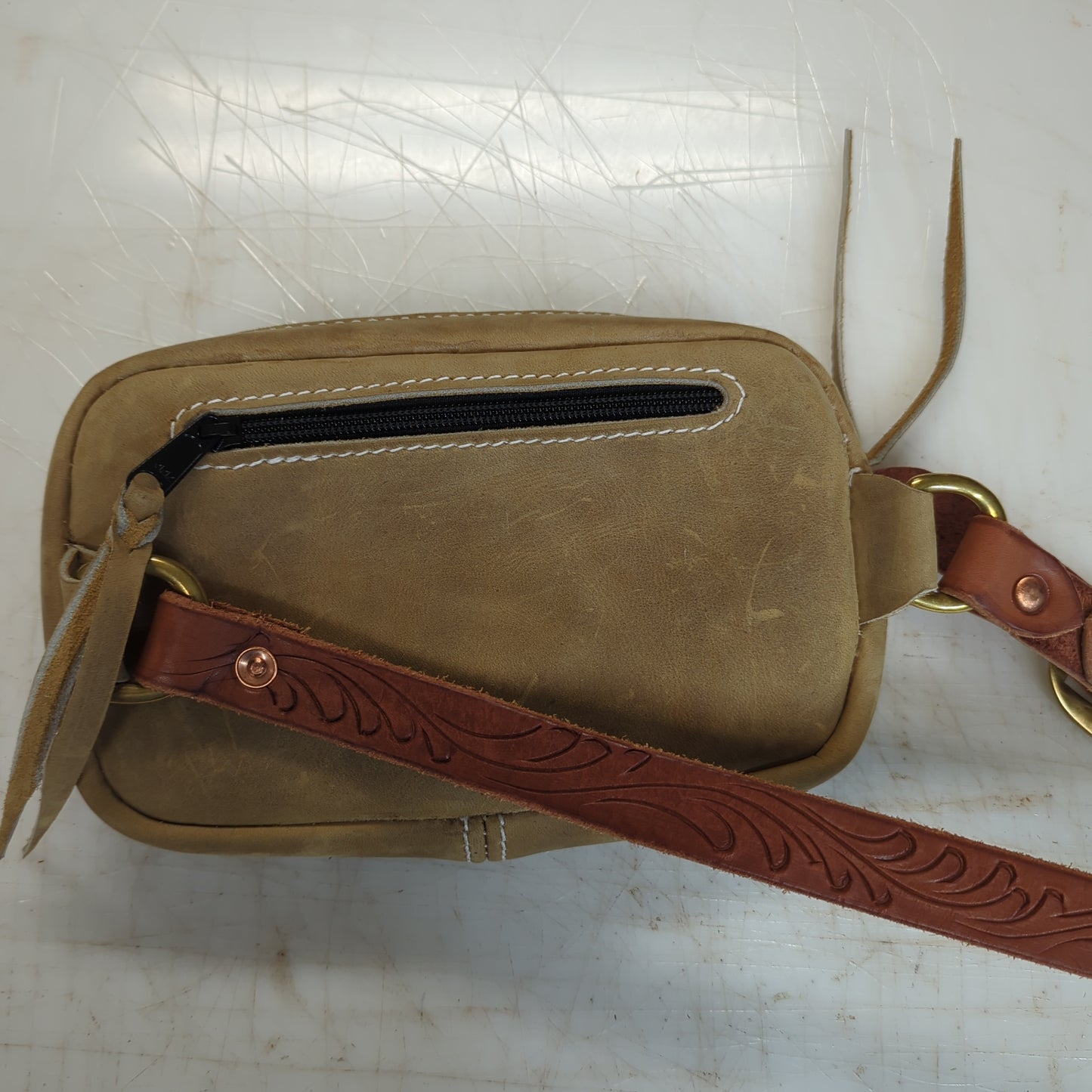 Crossbody Bag - Hair on front with carved strap