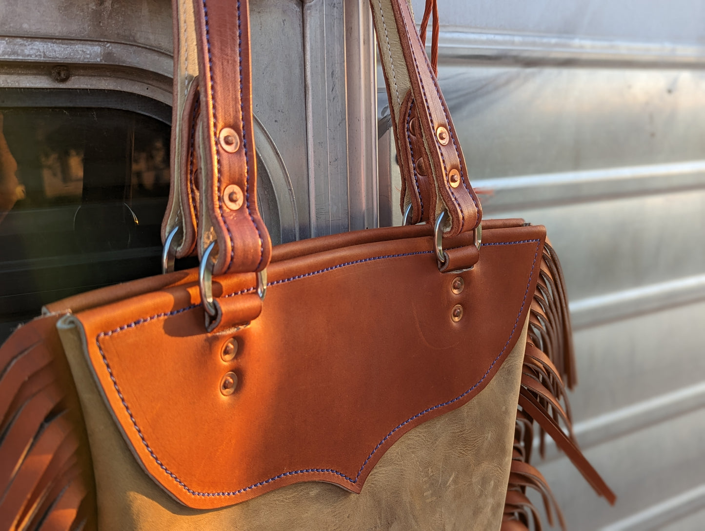 Fringe Purse - Tan and Saddle