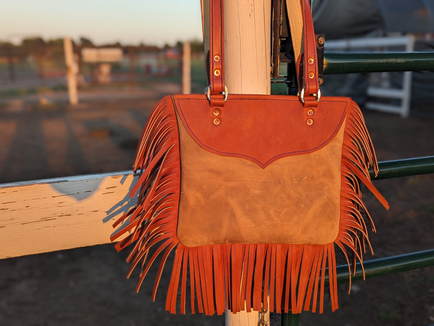 Fringe Purse - Tan and Saddle