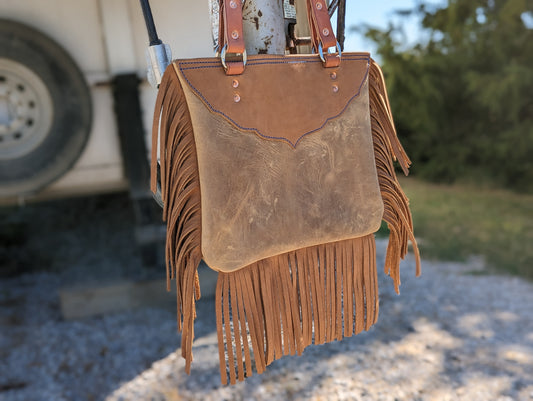 Fringe Purse - Tan and Brown