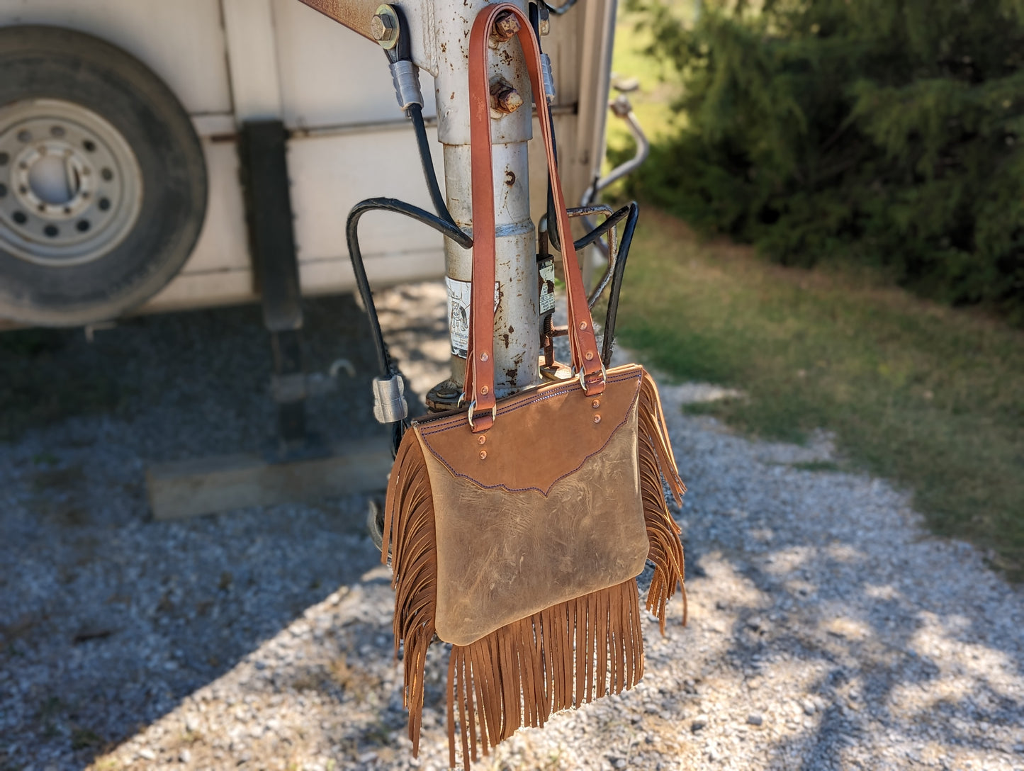 Fringe Purse - Tan and Brown